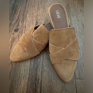 Crevo Mule Slides Leather Women’s Size 9. Tan Suede